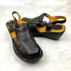 B.O.C. Born Concept Slingback‎ Wedge Wedges Black Sandals Summer Shoes Size 7
